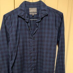Bonobos Slim Fit Sz S LS Casual Button Down Shirt Checkered Dark Blue LS